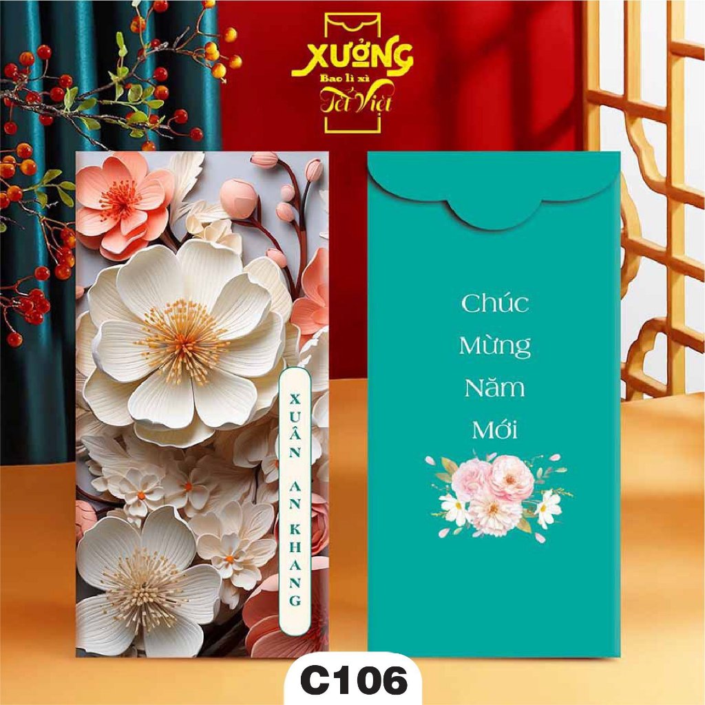 Combo 100 Bao Lì Xì Truyền Thống Giáp Thìn Mẫu Hoa Lá Siêu Đẹp PUKAPI