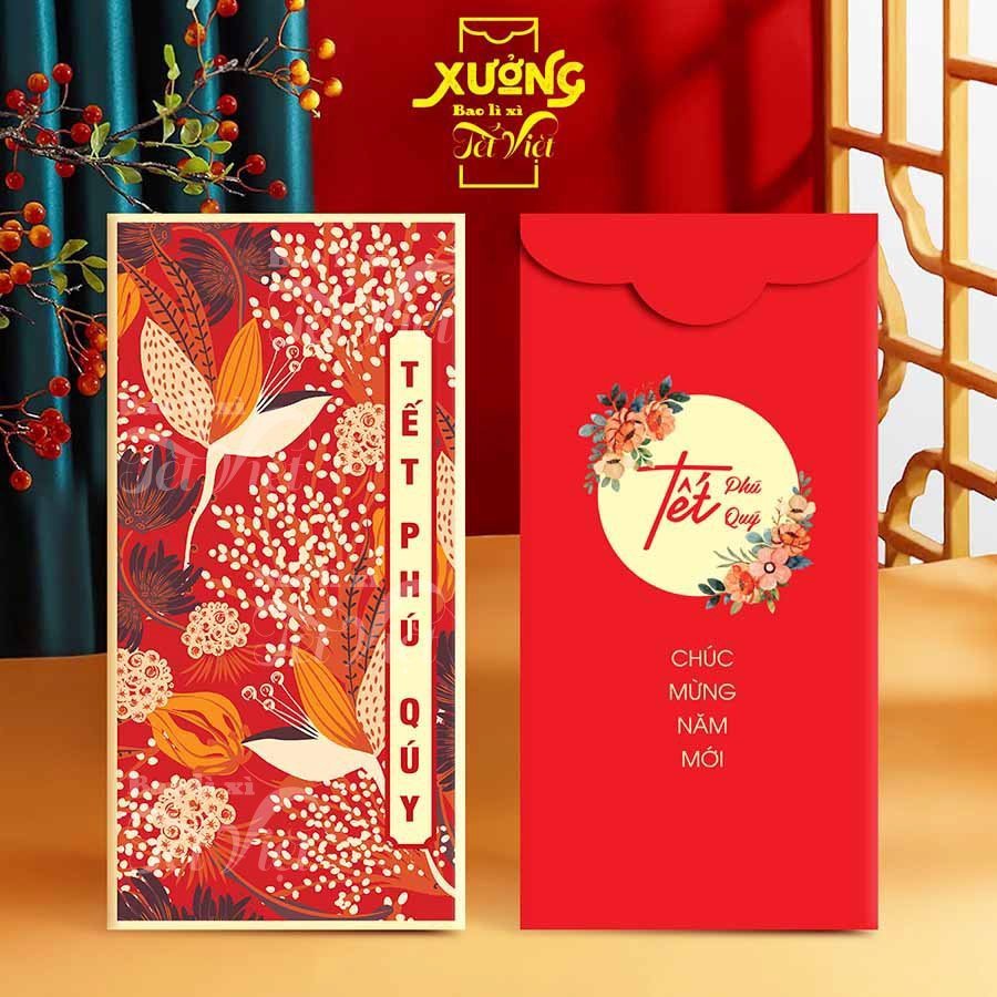 Combo 100 Bao Lì Xì Truyền Thống Giáp Thìn Mẫu Hoa Lá Siêu Đẹp PUKAPI