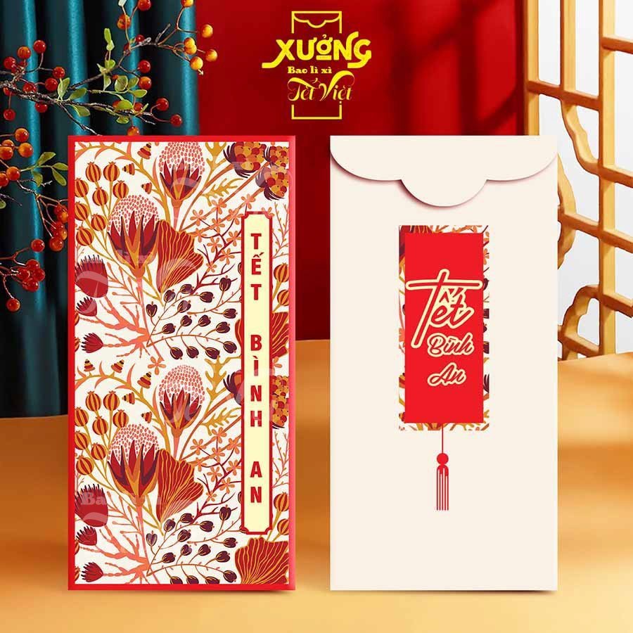 Combo 100 Bao Lì Xì Truyền Thống Giáp Thìn Mẫu Hoa Lá Siêu Đẹp PUKAPI