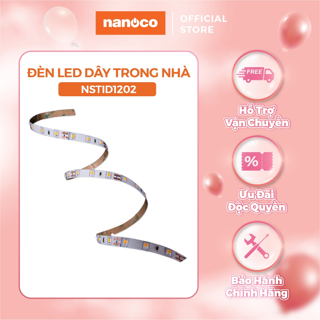 LED dây trong nhà Nanoco 1 cuộn 5m 60LED/ 120LED/ 168LED - ánh sáng vàng, trung tính