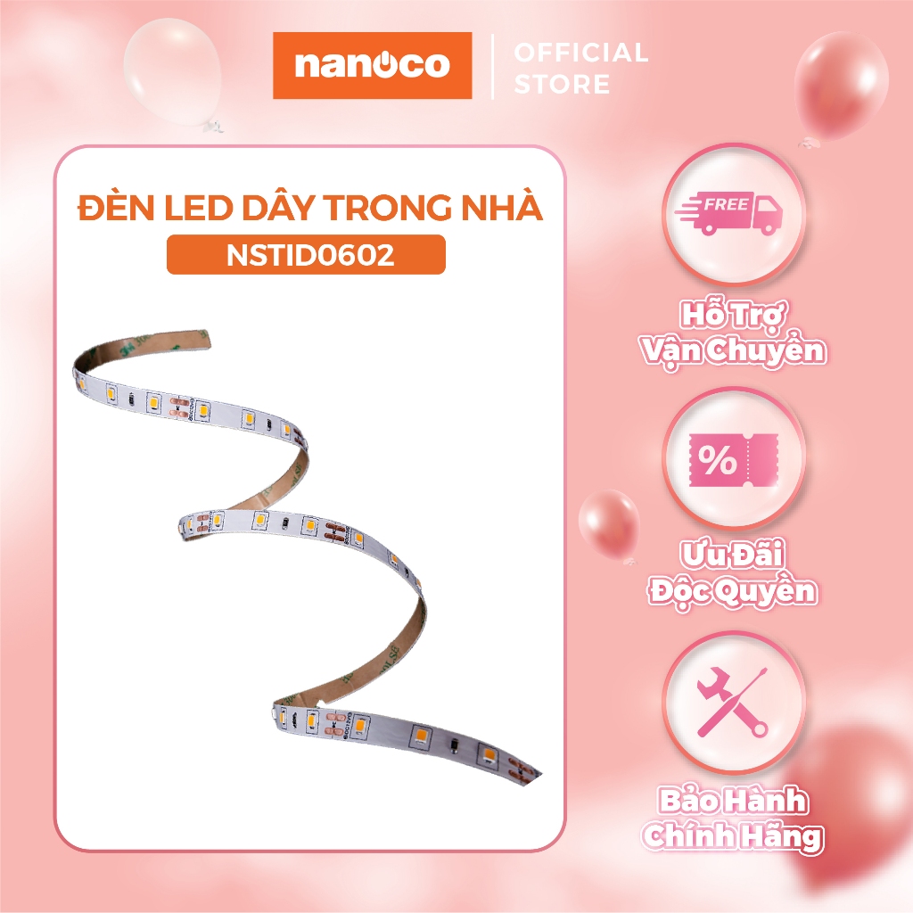 LED dây trong nhà Nanoco 1 cuộn 5m 60LED/ 120LED/ 168LED - ánh sáng vàng, trung tính