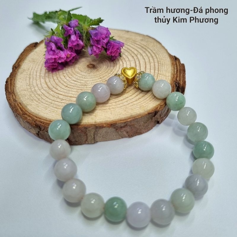 Chuỗi vòng tay Cẩm thach thiết kế charm Trái Tim