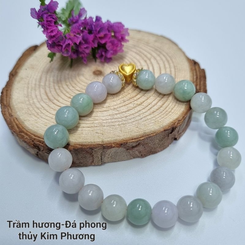 Chuỗi vòng tay Cẩm thach thiết kế charm Trái Tim