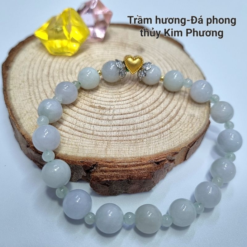 Chuỗi vòng tay Cẩm thach Charm Trái Tim