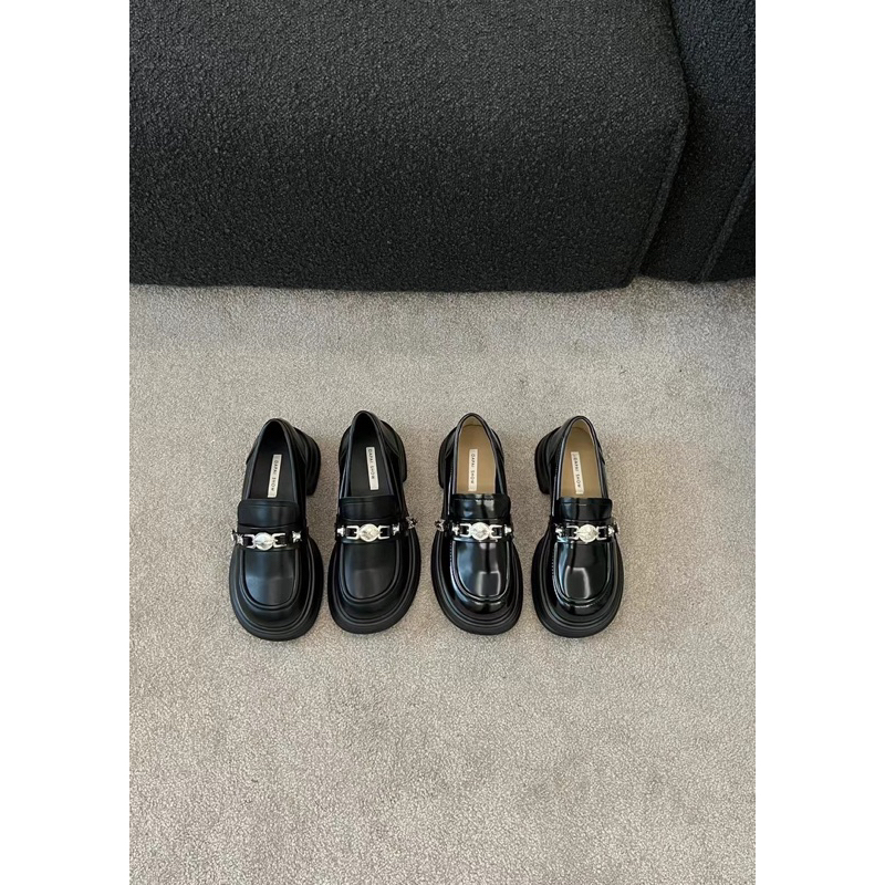 Loafer gót cao Dapai show da mềm khóa bạc thu đông 2023