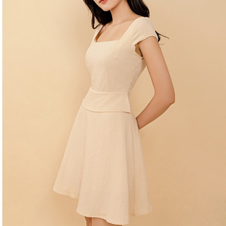Đầm Maybi xoè linen thun be phối tà kiểu