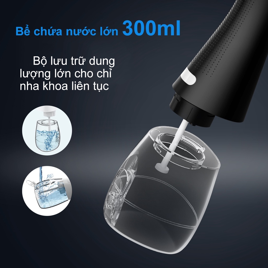 Máy tăm nước cầm tay 3 Chế Độ Phun Dung Tích 300ml Kèm 5 Đầu Vòi Xịt