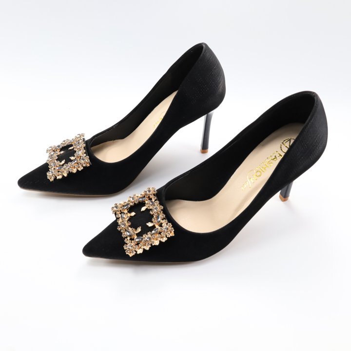 Giày Cao Gót  Da Nhung Lì, Chính Hãng 2Tfashion Feet, Mũi Nhọn , Gót Nhọn 9 Phân Giúp Đôi Chân Thon, Dài Hơn- HCG0016