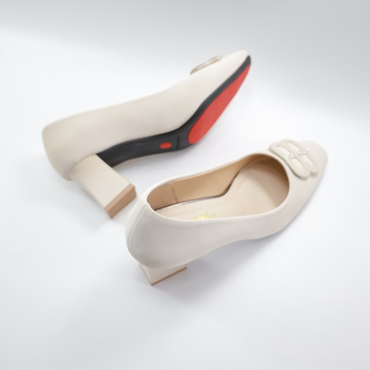 Giày Cao Gót Da Nhung Lì Gắn Mác Chính Hãng 2Tfashion Feet, Mũi Vuông Sang Trọng,Thanh Lịch,Gót 5 Phân- HCG0018N