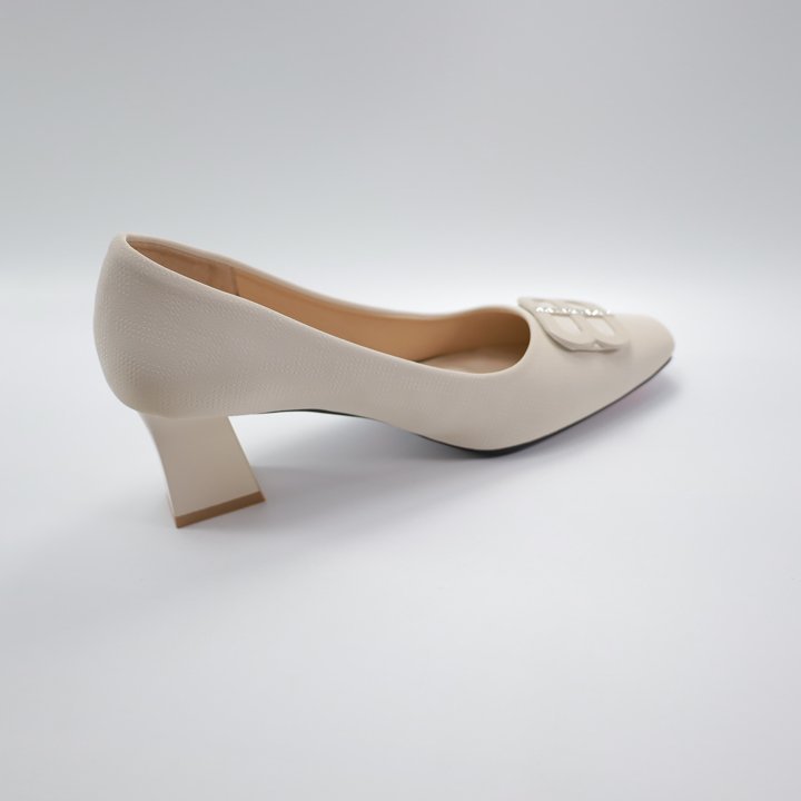 Giày Cao Gót Da Nhung Lì Gắn Mác Chính Hãng 2Tfashion Feet, Mũi Vuông Sang Trọng,Thanh Lịch,Gót 5 Phân- HCG0018N