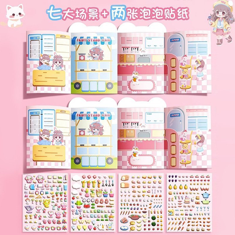 Miếng dán trang trí  sổ tay Hình cô gái tai Thỏ dễ thương cho bé gái-Happyfunny