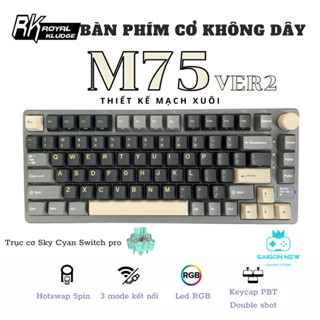 Bàn phím cơ không dây Hotswap RK ROYAL KLUDGE M75 - Thiết kế mạch xuôi - Keycap PBT double shot