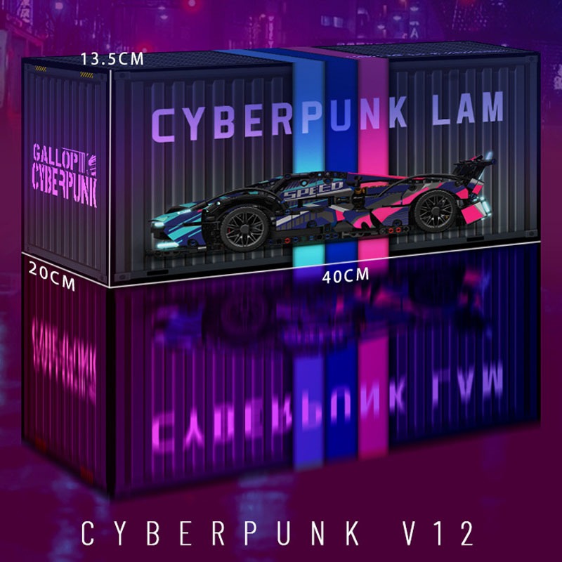 Đồ Chơi Lắp Ráp Kiểu Lego Mô Hình Siêu Xe Lamborghini V12 Vision Cyberpunk Lam Điều Khiển Từ Xa RC No.J2018 Với 1100+PCS