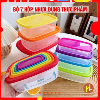Hộp nhựa set 7 món, hộp 7 sắc cầu vồng