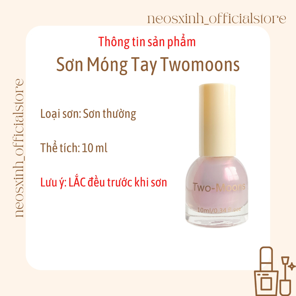 Sơn Móng Tay Twomoons Trắng Đen Xà Cừ 10ml - Neosxinh Nails