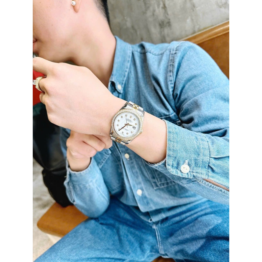 ĐỒNG HỒ Nam ROLEX DATEJUST whit N Dây Demi- size41mm- máy automatic nhật- chống nước - BẢO HÀNH 24 THÁNGGG