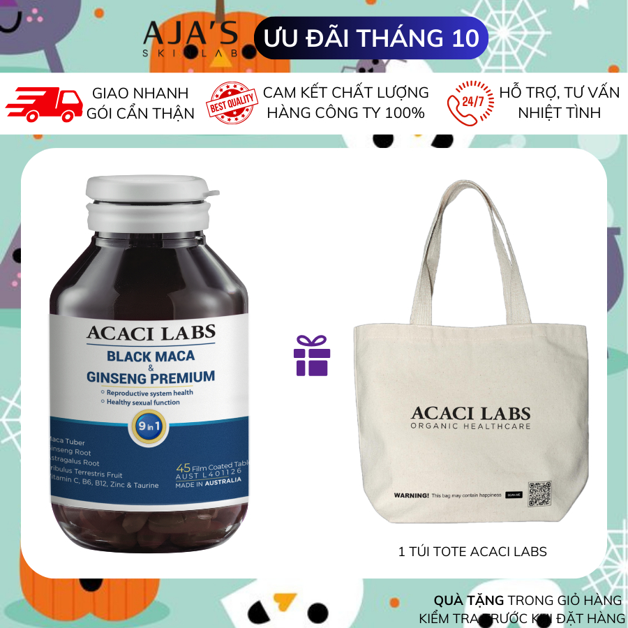 Viên uống Black Maca & Ginseng Premium Acaci Labs tăng cường sức khỏe nam giới 45 viên - ajaskinlab