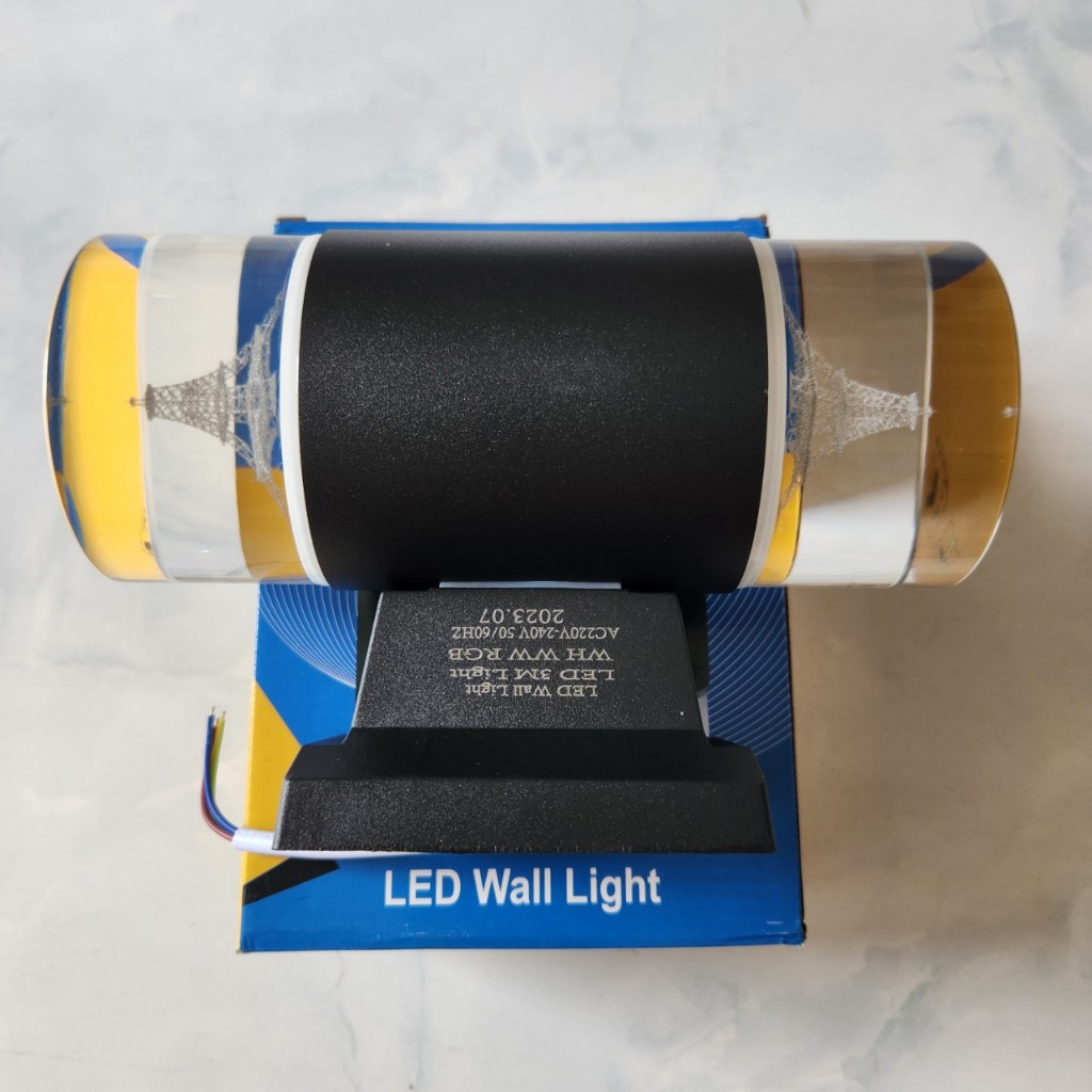 Đèn led trụ pha lê 2 đầu ngoài trời cao cấp, 3 chế độ màu