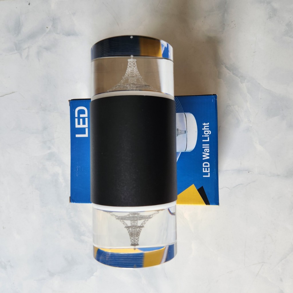 Đèn led trụ pha lê 2 đầu ngoài trời cao cấp, 3 chế độ màu