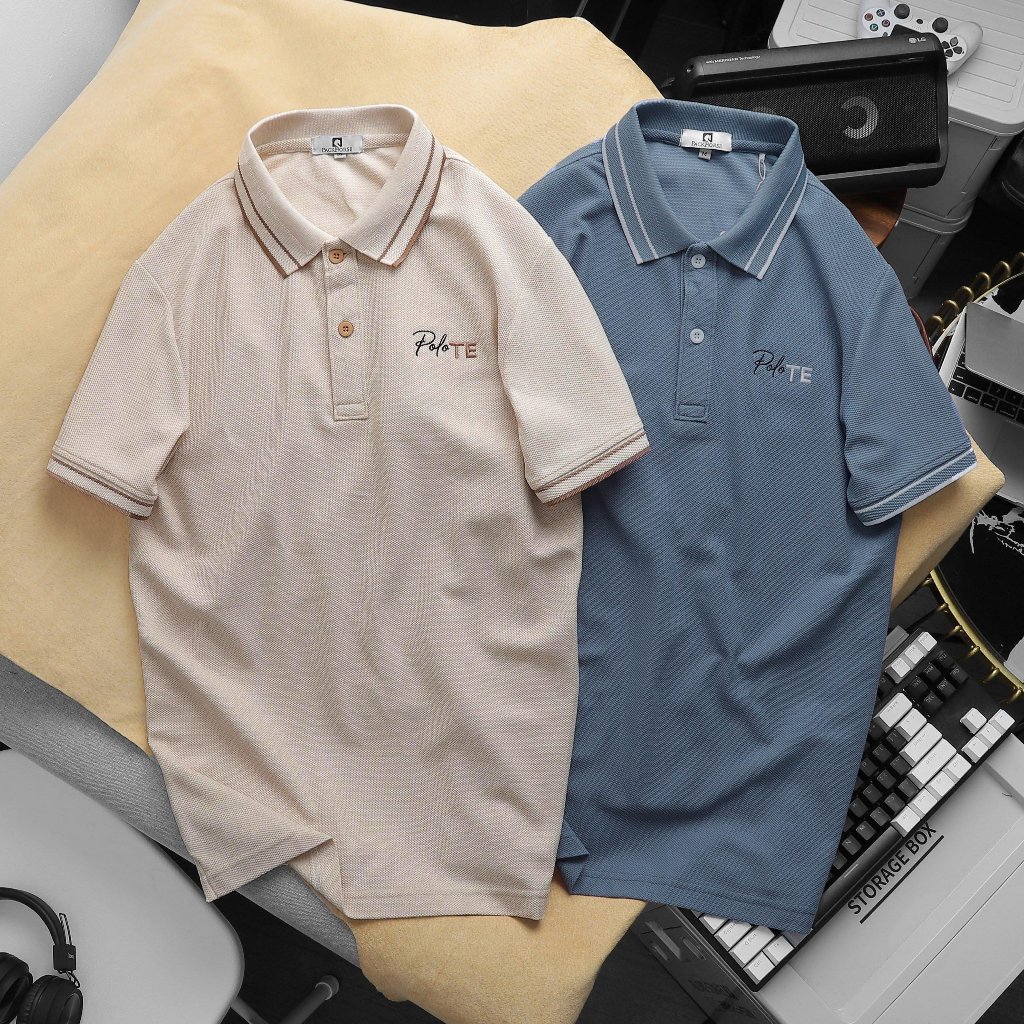 Áo thun Nam Polo TE Logo Thêu Thun Trơn Thanh Lịch Sang Trọng Thun cá sấu cotton lục giác Chất Mát Co giãn Tốt