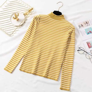 áo len kẻ cổ 3 phân chất len tăm siêu ấm