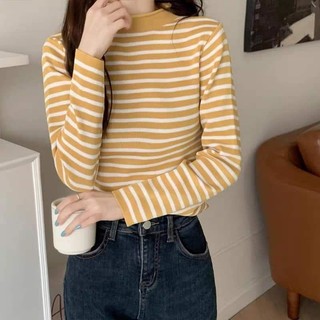 áo len kẻ cổ 3 phân chất len tăm siêu ấm