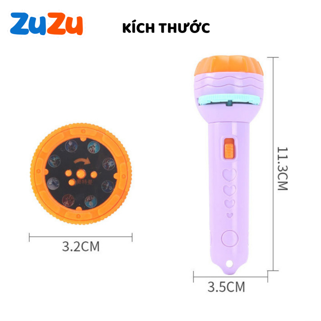 Đèn pin chiếu hình ZuZu full 80 hình động vật, giao thông, trái cây, đèn pin chiếu bóng nhiều chủ đề cho bé có hộp