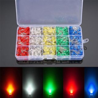 Led phủ màu 5mm gồm 5 màu đỏ, vàng, xanh lá, xanh dương, trắng - led f5, led phi 5