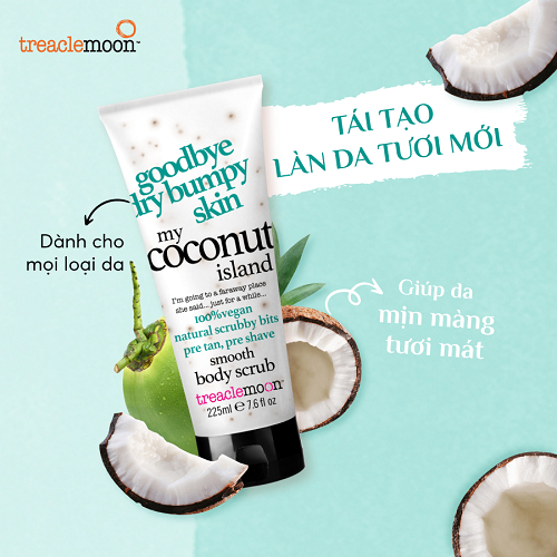 Tẩy da chết toàn thân tinh dầu dừa Treaclemoon 225ml - My Coconut Island Body Scrub