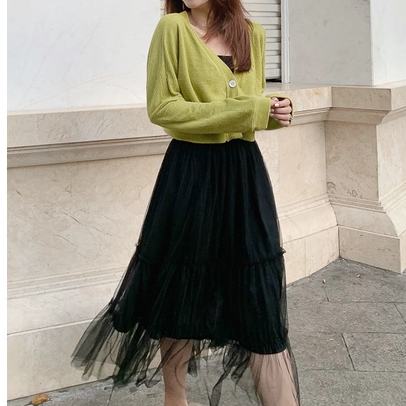Chân váy Maybi midi xoè lưới