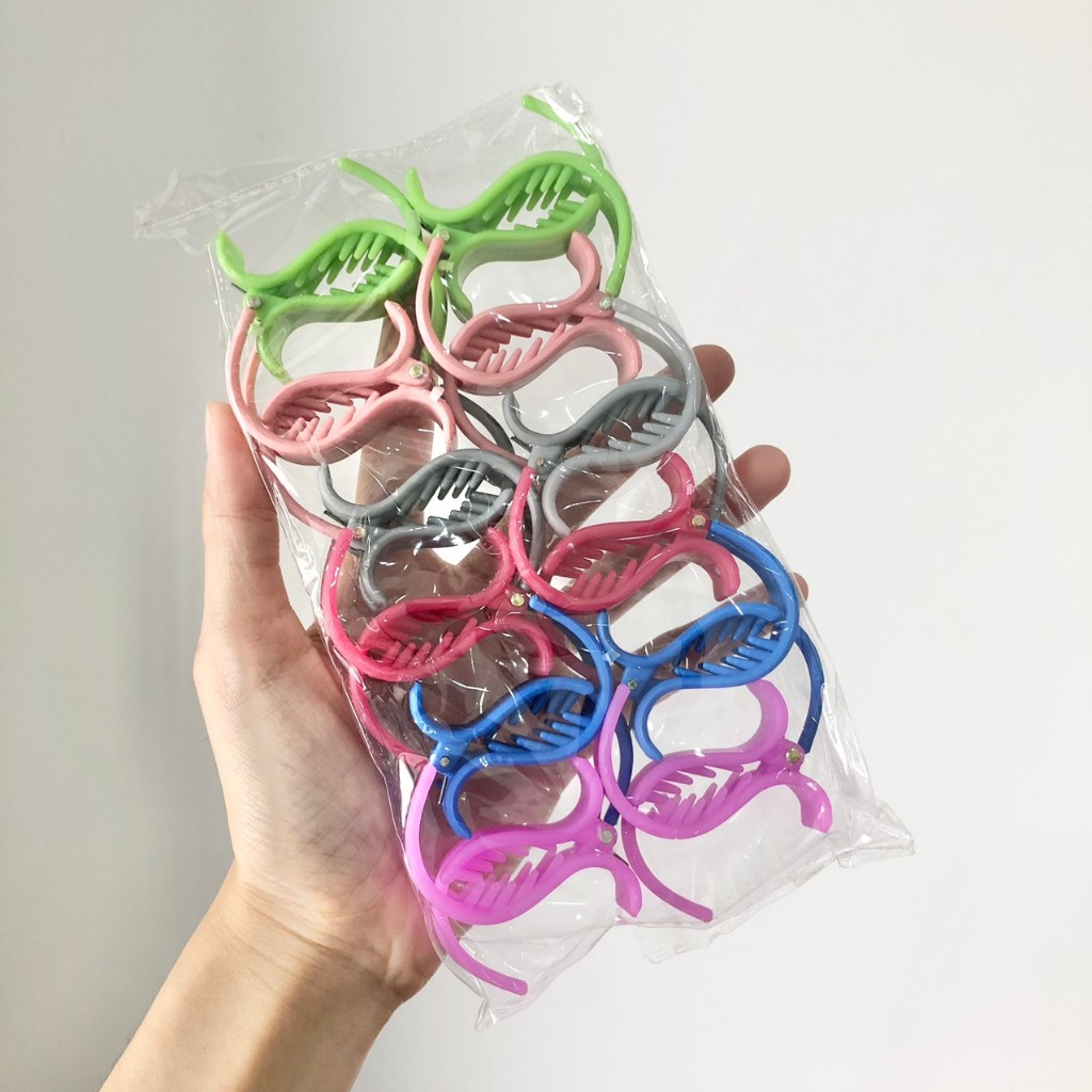 Lố 12 Kẹp Tóc Càng Cua 3 Răng Mix Nhiều Màu