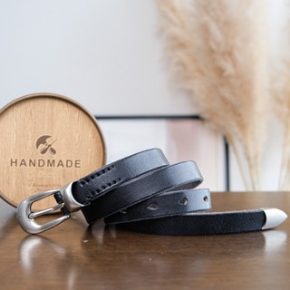 Thắt lưng nam nữ bản nhỏ, da bò thật, phong cách tối giản