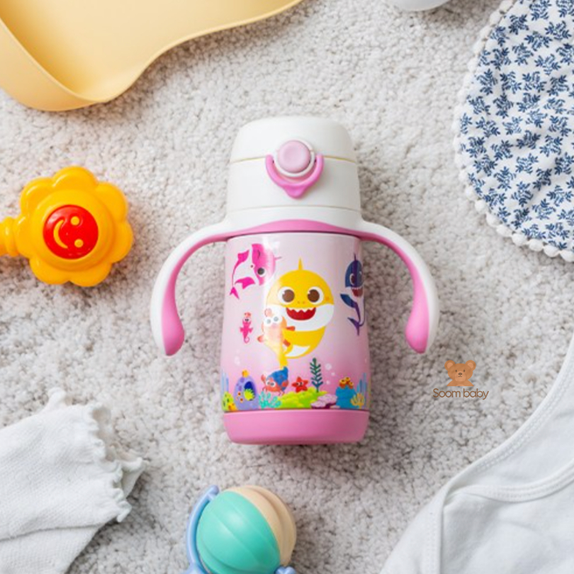 Bình uống nước giữ nhiệt Pinkfong x LocknLock cho bé 250ml có ống hút quả tạ