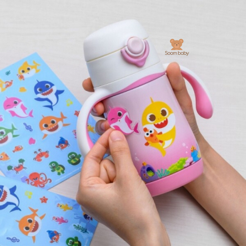 Bình uống nước giữ nhiệt Pinkfong x LocknLock cho bé 250ml có ống hút quả tạ