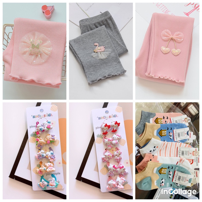 Đồng giá 50k-Combo 5 đôi tất nữ cổ thấp dễ thương-Quần tất bé gái,chất len mềm siêu co giãn-Dây cột tóc cao cấp