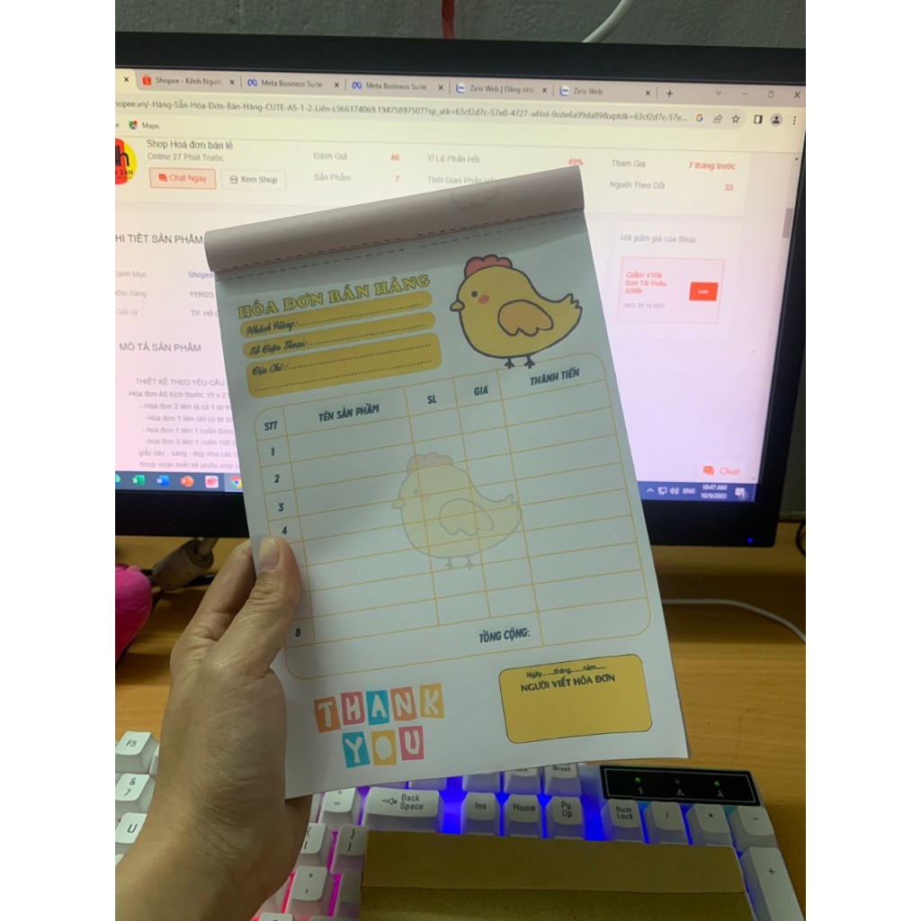 Hóa Đơn Bán Hàng CUTE A5  1,2 Liên