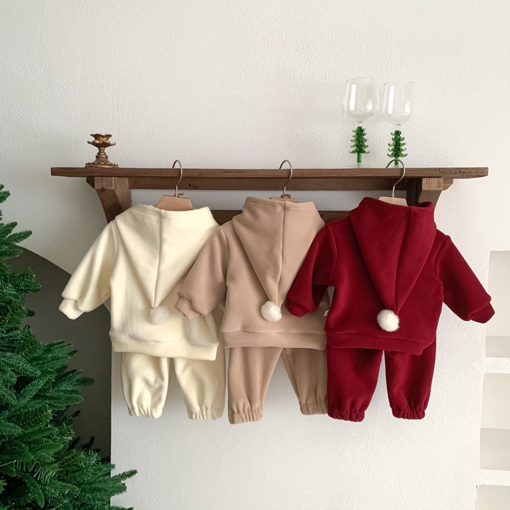 Set Bộ Quần Áo Mùa Thu Đông Cho Bé Trai Bé Gái Chất Liệu Nỉ Nhung Lông 2 Mặt Dày Dặn Hình Gấu Trẻ Em Dễ Thương