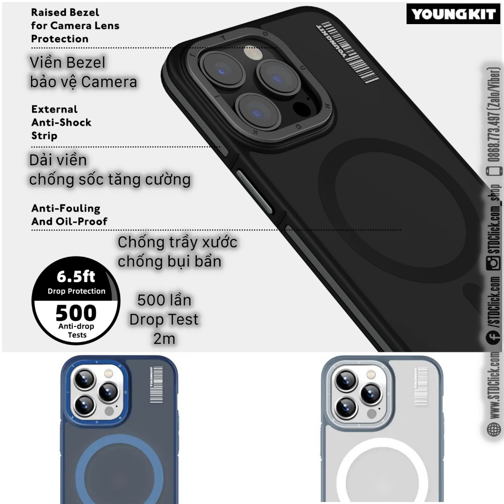 ỐP LƯNG IPHONE 15 PRO MAX - 15 PRO - 14 PRO MAX YOUNGKIT ROCK SAND Skin Feel CHÍNH HÃNG - HỔ TRỢ SẠC KHÔNG DÂY TỪ TÍNH