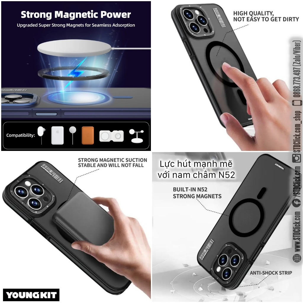 ỐP LƯNG IPHONE 15 PRO MAX - 15 PRO - 14 PRO MAX YOUNGKIT ROCK SAND Skin Feel CHÍNH HÃNG - HỔ TRỢ SẠC KHÔNG DÂY TỪ TÍNH