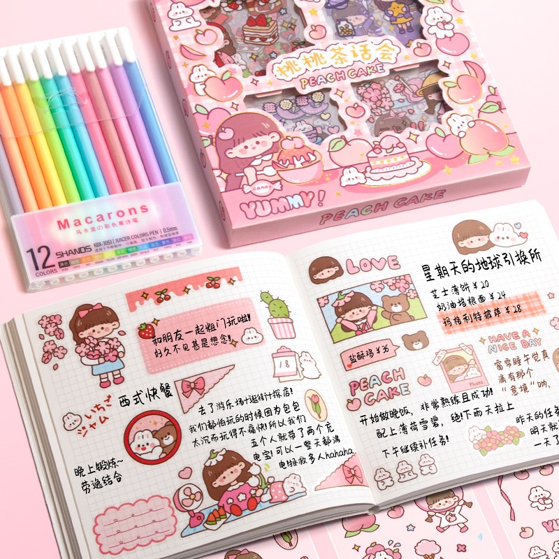 Hộp 100 Tấm Sticker Cute Trang Trí Dán Tập Vở, Bình Nước, Bút Nước...