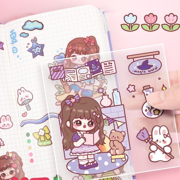 Hộp 100 Tấm Sticker Cute Trang Trí Dán Tập Vở, Bình Nước, Bút Nước...