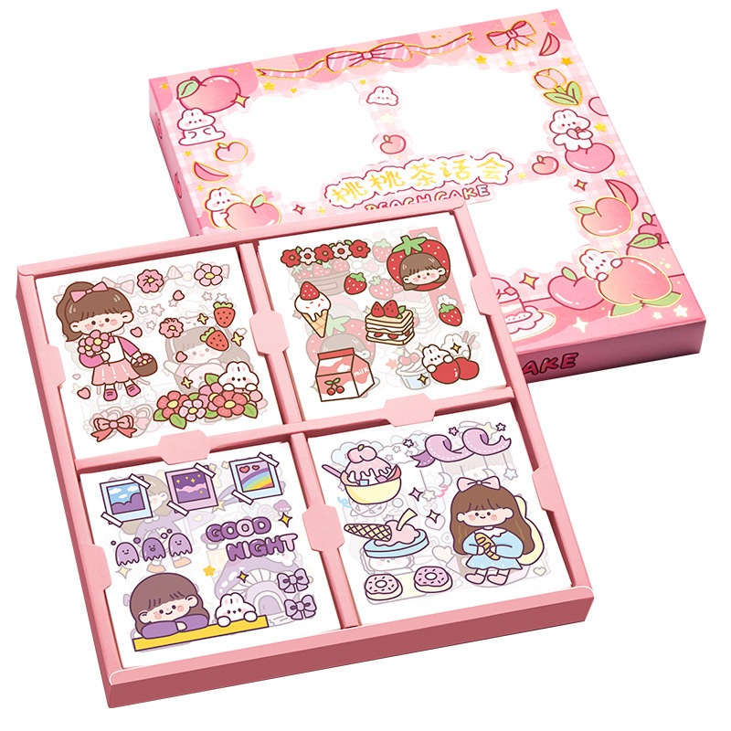 Hộp 100 Tấm Sticker Cute Trang Trí Dán Tập Vở, Bình Nước, Bút Nước...