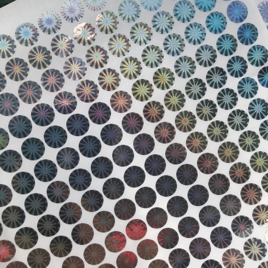 Tem chống giả hologram 7 màu combo 1.000c 1cm tròn