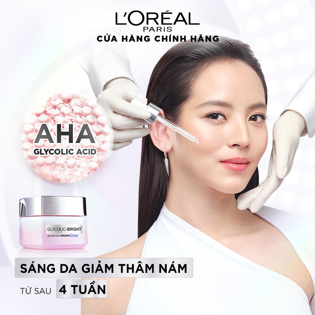 Kem đêm dưỡng sáng mờ thâm nám L'Oreal Paris Glycolic  Bright 50ml