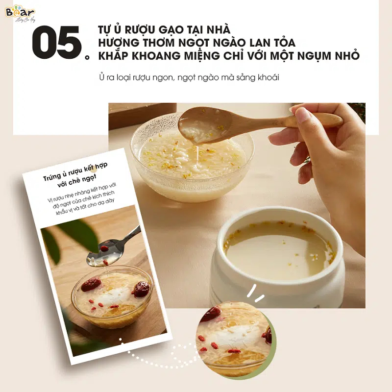 Máy làm sữa chua 1.75L Bear SNJ-C10P2, 20W, Tự động, Lên men tự nhiên, Chất liệu gốm sứ, BH 18 Tháng