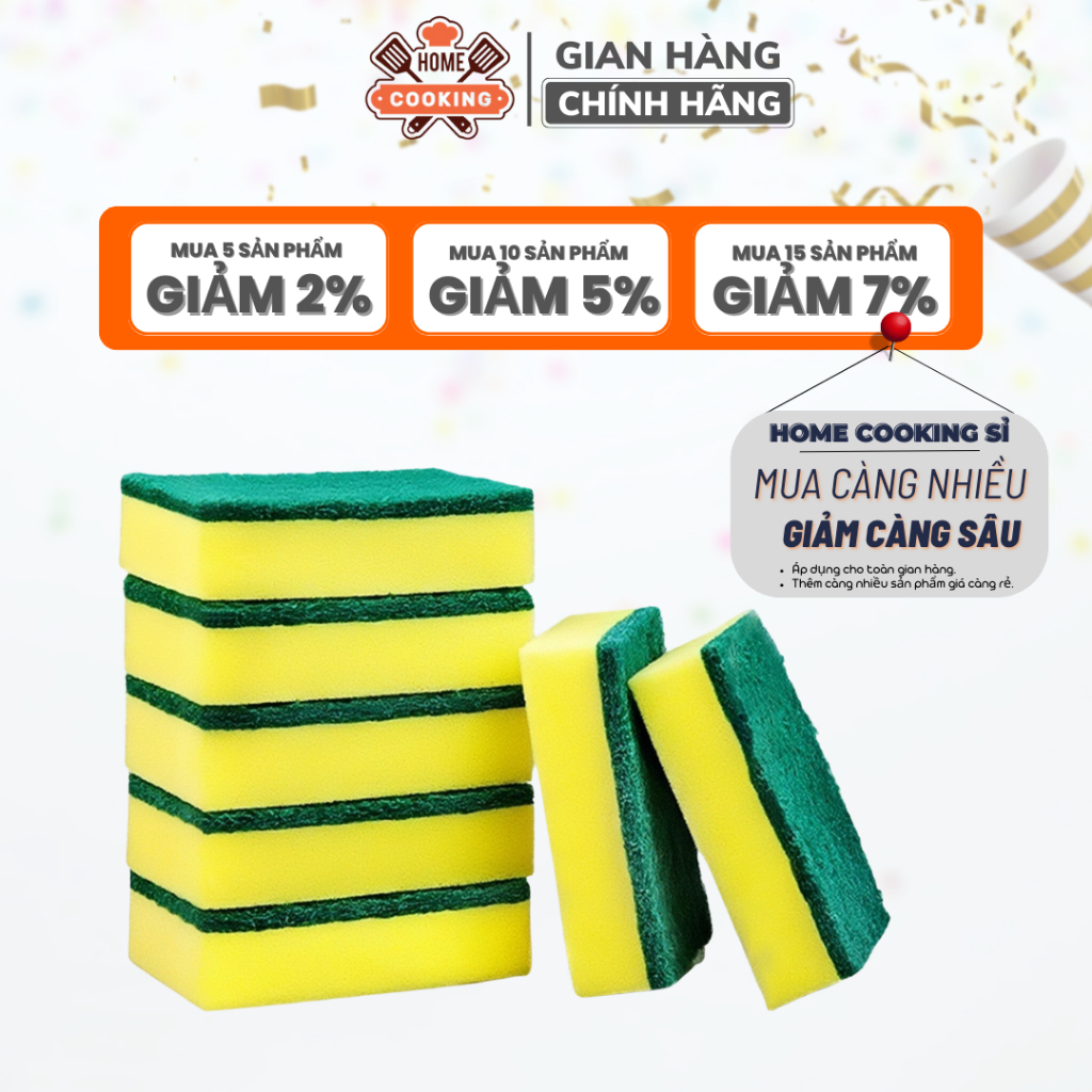 Miếng Bọt Biển Rửa Chén Bát, Xoong Nồi Màu Xanh Vàng Tiện Lợi Cho Nhà Bếp