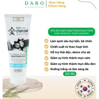 Sữa rửa mặt than hoạt tính sạch da, ngừa và xoá mụn Dabo Charcoal Cleansing Foam 150ml Hàn quốc