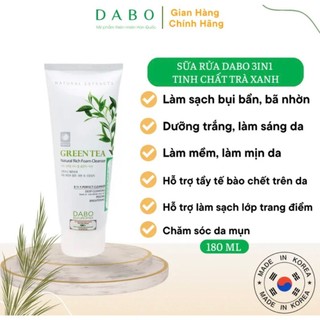 Sữa rửa mặt nam xóa mụn, dưỡng trắng da trà xanh DABO GREEN TEA FOAM CLEANSER Hàn quốc 180ml/Hộp - MẪU MỚI