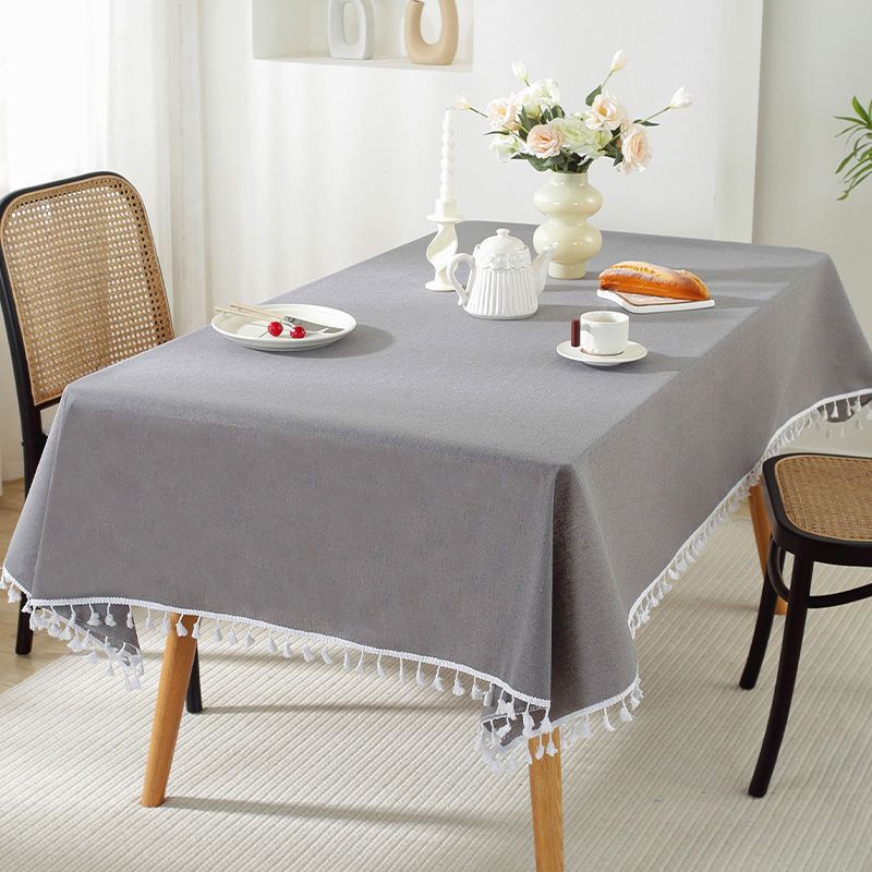 KHĂN TRẢI BÀN viền ren tua rua phong cách HÀN QUỐC. thảm phủ màu pastel hiện đại. vải thô viền ren