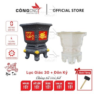 Khuôn Đúc Chậu ABS, Lục Giác 30 Hoa sen, Phúc lộc thọ + Đôn Kỷ (Hàng Việt Nam)
